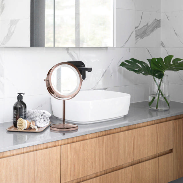 Gillian Jones Bordspejl med LED-lys og touchfunktion - Rosegold (U)